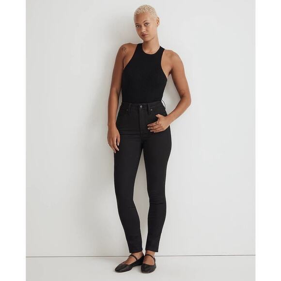 NWT Madewell Curvy 10" High-Rise Skinny Jeans in Black Frost Size 24